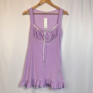 Urban Outfitters Kimchi Size M Lavender Coquette Ruffle Romantic Mini Dress NWT